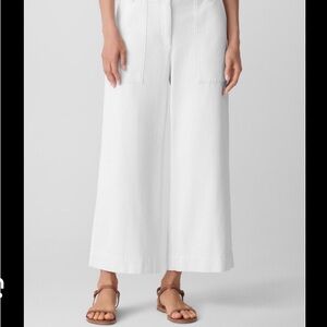 Eileen Fisher 100% Cotton Linen High-waist, Wide-leg Crop pant. Size 8